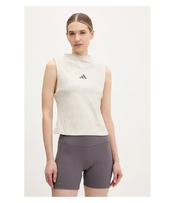 Top adidas W AOP Blur χρώμα: μπεζ, JG6236