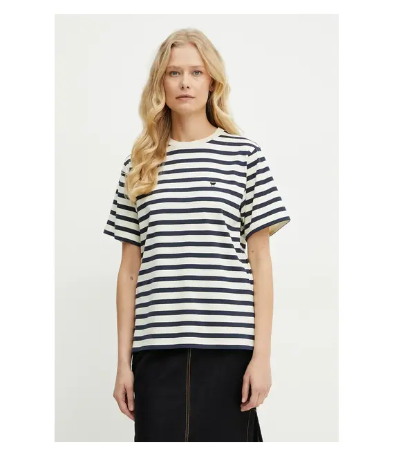 Βαμβακερό μπλουζάκι Weekend Max Mara γυναικείο, χρώμα: μπεζ, 2515971031600