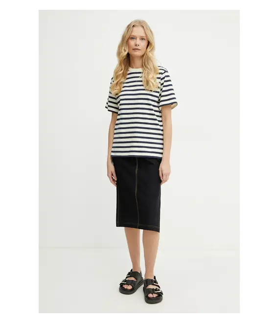 Βαμβακερό μπλουζάκι Weekend Max Mara γυναικείο, χρώμα: μπεζ, 2515971031600