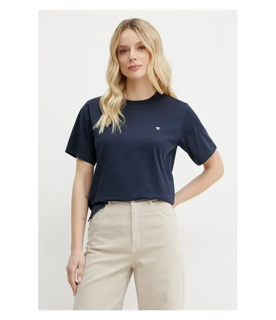 Βαμβακερό μπλουζάκι Weekend Max Mara γυναικείο, χρώμα: ναυτικό μπλε, 2515971031600