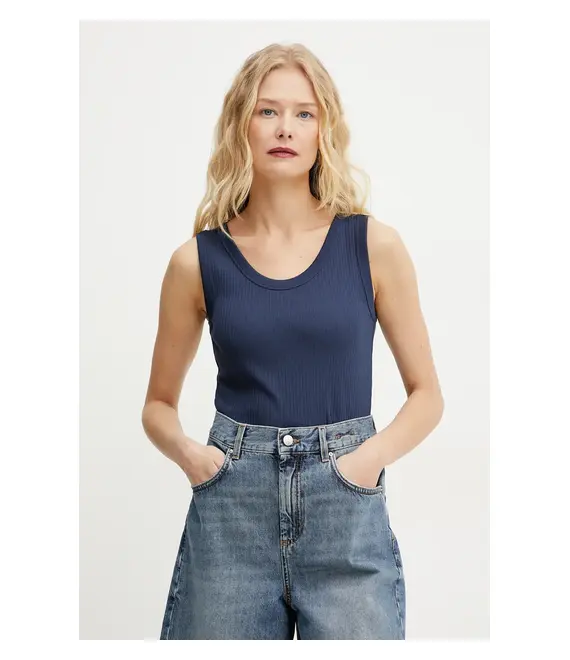 Βαμβακερό τοπ Weekend Max Mara χρώμα: ναυτικό μπλε, 2515941022600