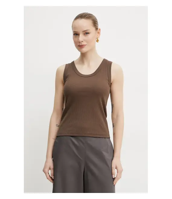 Βαμβακερό τοπ Weekend Max Mara χρώμα: καφέ, 2515941022600