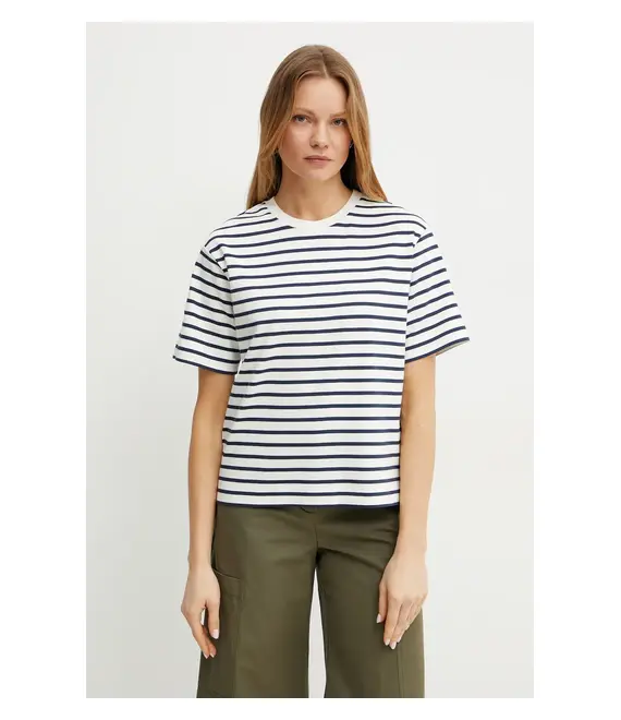 Βαμβακερό μπλουζάκι Weekend Max Mara γυναικείο, χρώμα: ναυτικό μπλε, 2515941042600