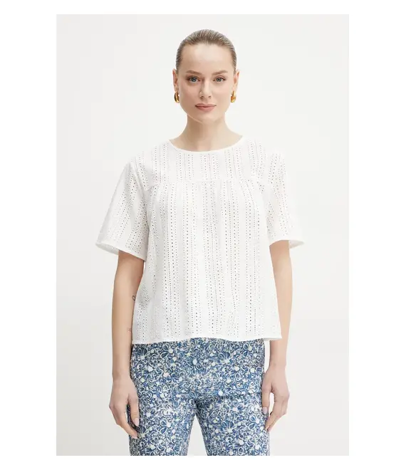 Βαμβακερή μπλούζα Weekend Max Mara γυναικεία, χρώμα: άσπρο, 2515941072600