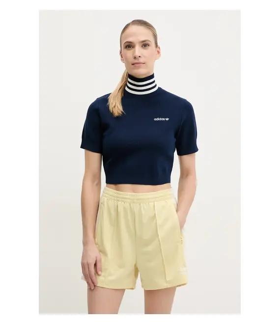 Μπλουζάκι adidas Originals CROP TURTLENECK χρώμα: ναυτικό μπλε, JC7680