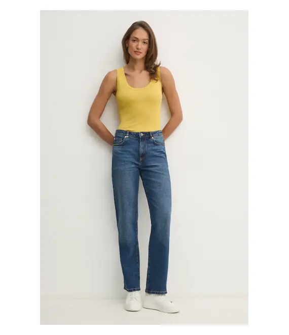 Βαμβακερό τοπ United Colors of Benetton χρώμα: κίτρινο, 3GA2DH010