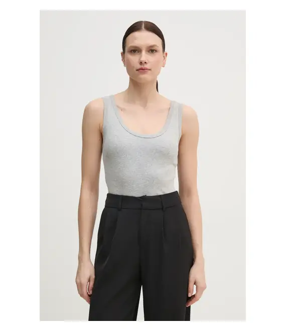 Βαμβακερό τοπ United Colors of Benetton χρώμα: γκρι, 3GA2DH010