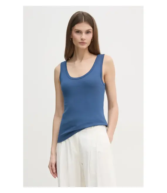 Βαμβακερό τοπ United Colors of Benetton χρώμα: μπλε, 3GA2DH010