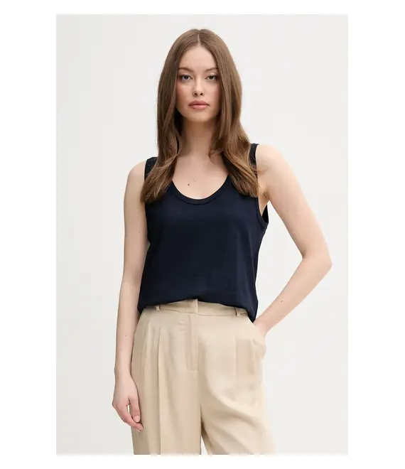Βαμβακερό τοπ United Colors of Benetton χρώμα: ναυτικό μπλε, 3BVXDH00Z