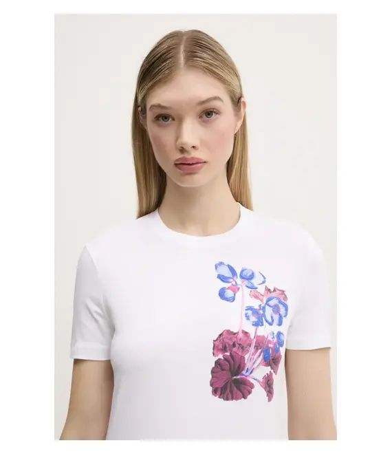 Μπλουζάκι Desigual BOTANICAL LA χρώμα: άσπρο, 25SWTK48