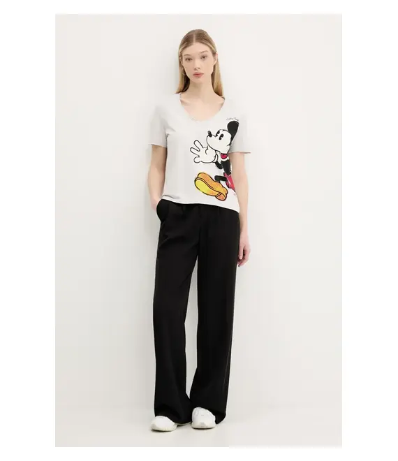 Βαμβακερό μπλουζάκι Desigual MICKEY JOKER γυναικείο, χρώμα: άσπρο, 25SWTKAG