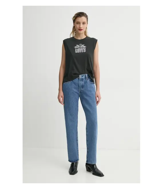 Βαμβακερό τοπ Levi's GR BOXY TANK χρώμα: γκρι, 001MW