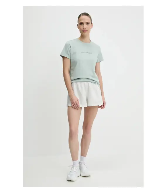 Βαμβακερό μπλουζάκι Helly Hansen CORE γυναικείο, χρώμα: πράσινο, 54591