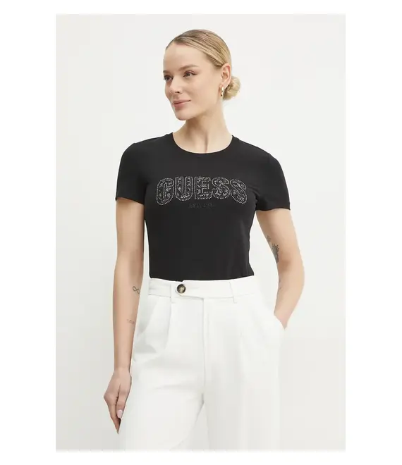 Μπλουζάκι Guess χρώμα: μαύρο, W5GI04 J1314