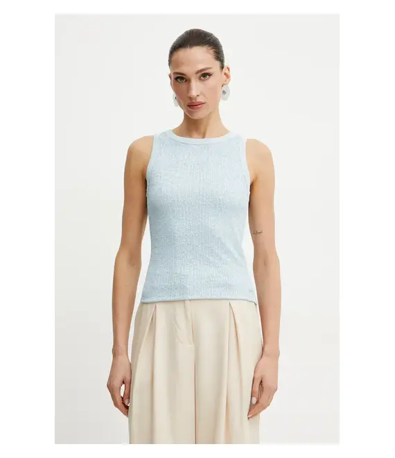 Βαμβακερό τοπ Guess ALEXIA χρώμα: μπλε, W5GP06 KCS10