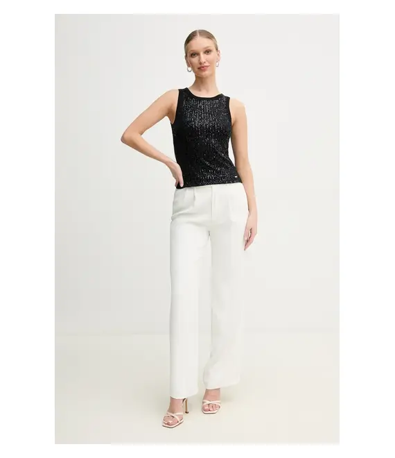Βαμβακερό τοπ Guess ALEXIA χρώμα: μαύρο, W5GP06 KCS10