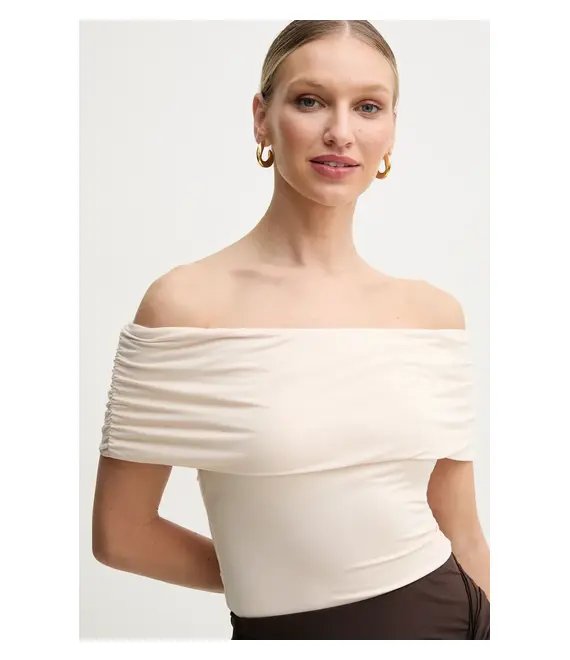 Μπλουζάκι Guess CHARLOTTE χρώμα: μπεζ, W5GP08 KACM2