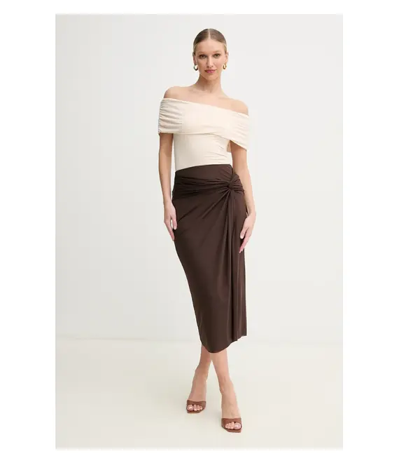 Μπλουζάκι Guess CHARLOTTE χρώμα: μπεζ, W5GP08 KACM2