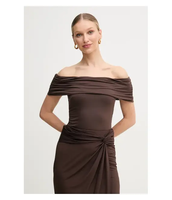 Μπλουζάκι Guess CHARLOTTE χρώμα: καφέ, W5GP08 KACM2
