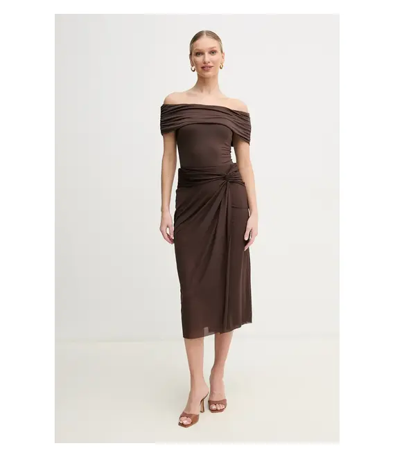 Μπλουζάκι Guess CHARLOTTE χρώμα: καφέ, W5GP08 KACM2