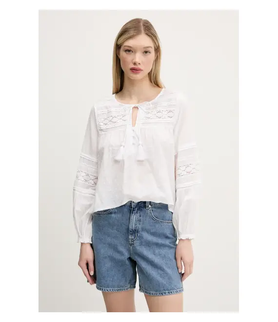 Βαμβακερή μπλούζα Superdry γυναικεία, χρώμα: άσπρο, W6012022A-71D