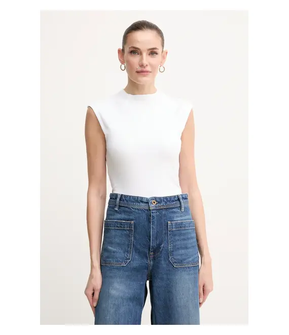 Βαμβακερό τοπ Calvin Klein χρώμα: άσπρο, K20K208422