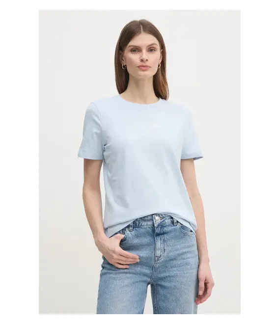 Βαμβακερό μπλουζάκι Tommy Hilfiger γυναικείο, χρώμα: μπλε, WW0WW45428