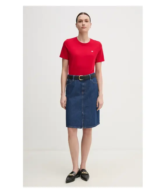 Βαμβακερό μπλουζάκι Tommy Hilfiger γυναικείο, χρώμα: κόκκινο, WW0WW45522