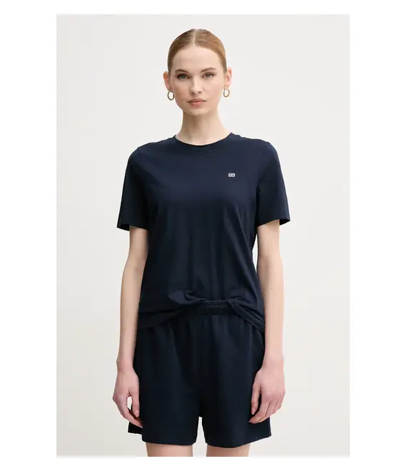 Βαμβακερό μπλουζάκι Tommy Hilfiger γυναικείο, χρώμα: ναυτικό μπλε, WW0WW45522