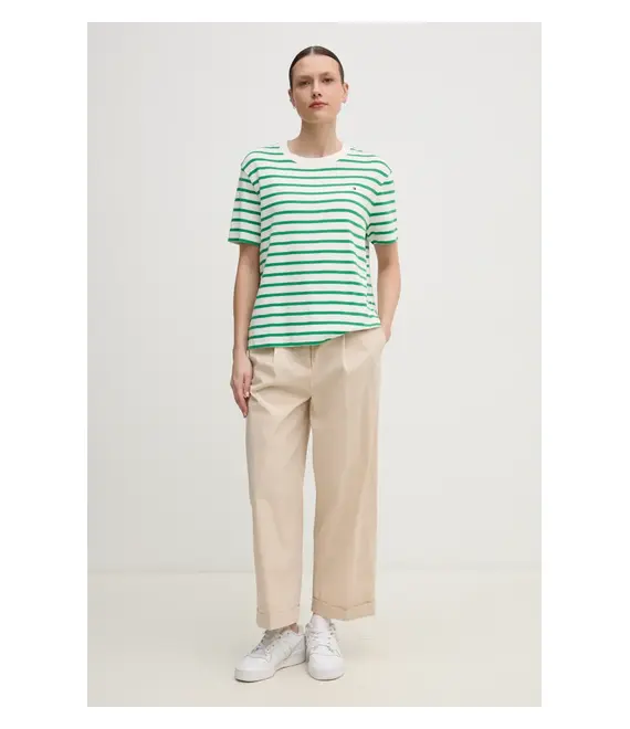 Βαμβακερό μπλουζάκι Tommy Hilfiger γυναικείο, χρώμα: πράσινο, WW0WW46158