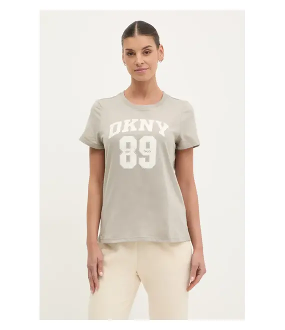 Βαμβακερό μπλουζάκι Dkny γυναικείο, χρώμα: γκρι, DP5T1228