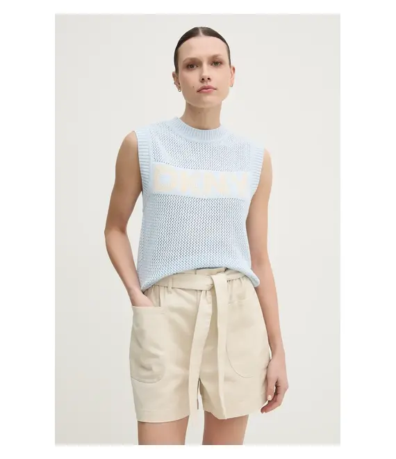 Βαμβακερό γιλέκο Dkny χρώμα: μπλε, DJ5R0650