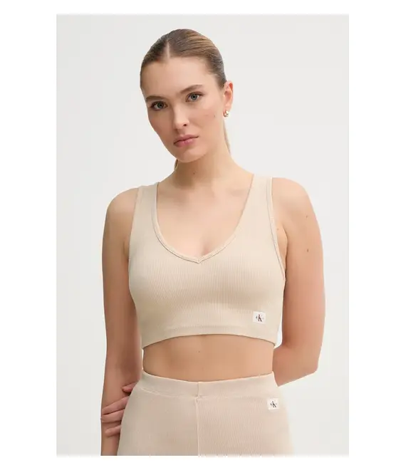 Top Calvin Klein Jeans χρώμα: μπεζ, J20J225246