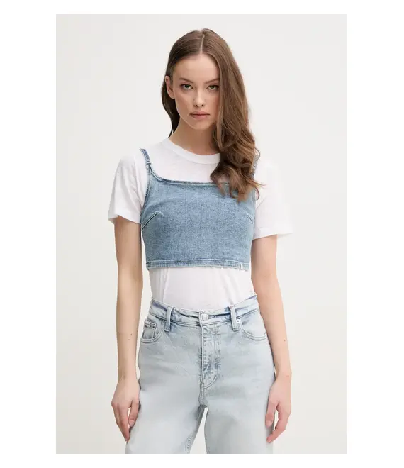 Τζιν τοπ Calvin Klein Jeans χρώμα: μπλε, J20J225515