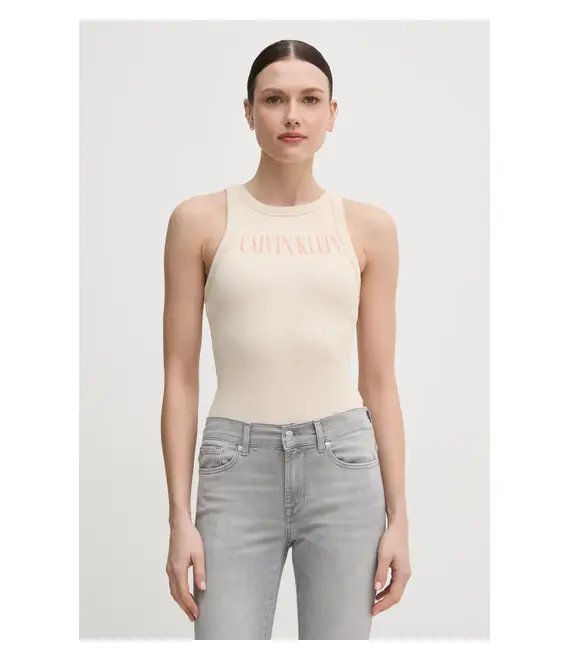 Top Calvin Klein Jeans χρώμα: μπεζ, J20J225520