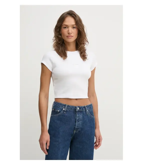 Μπλουζάκι Calvin Klein Jeans χρώμα: άσπρο, LV047AB802