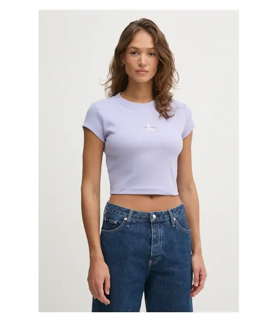 Μπλουζάκι Calvin Klein Jeans χρώμα: μοβ, LV047AB802