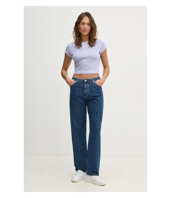 Μπλουζάκι Calvin Klein Jeans χρώμα: μοβ, LV047AB802