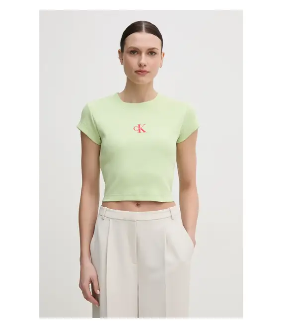 Μπλουζάκι Calvin Klein Jeans χρώμα: πράσινο, LV047AB802