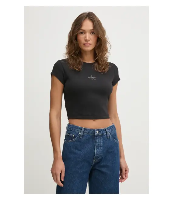Μπλουζάκι Calvin Klein Jeans χρώμα: μαύρο, LV047AB802