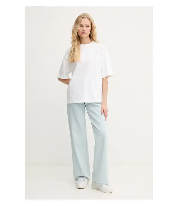 Βαμβακερό μπλουζάκι Calvin Klein Jeans γυναικείο, χρώμα: άσπρο, LV047AB813
