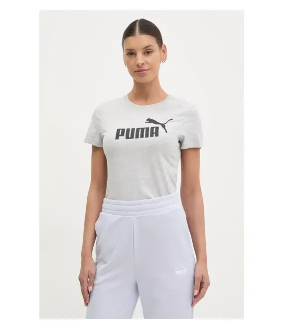 Βαμβακερό μπλουζάκι Puma γυναικείο, χρώμα: γκρι, 682370