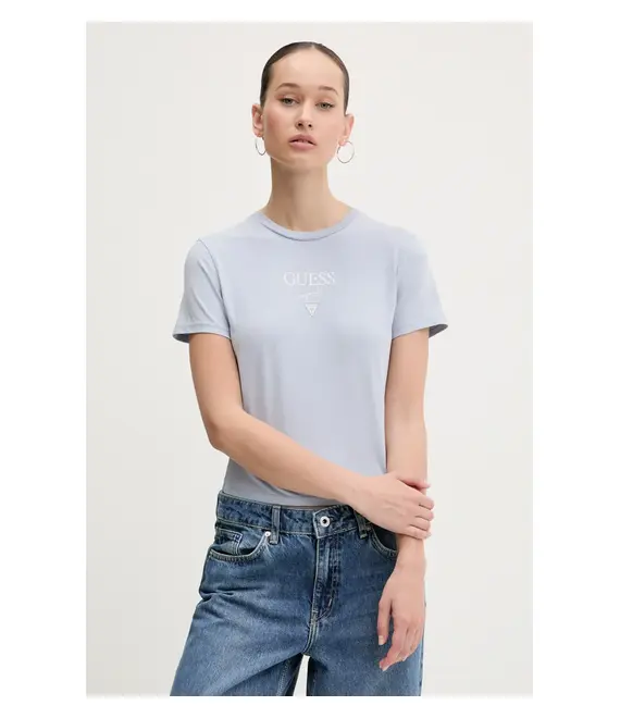 Βαμβακερό μπλουζάκι Guess Originals γυναικείο, χρώμα: μπλε, W5GI56 J1314