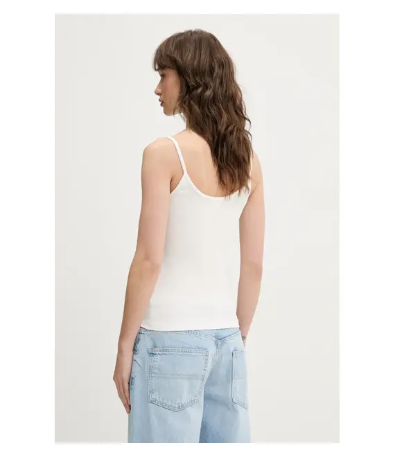 Top Tommy Jeans χρώμα: μπεζ, DW0DW20241