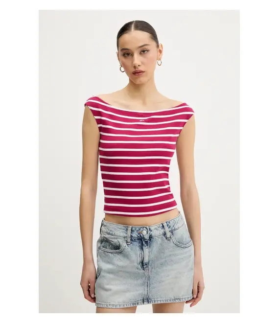 Top Tommy Jeans χρώμα: ροζ, DW0DW20234