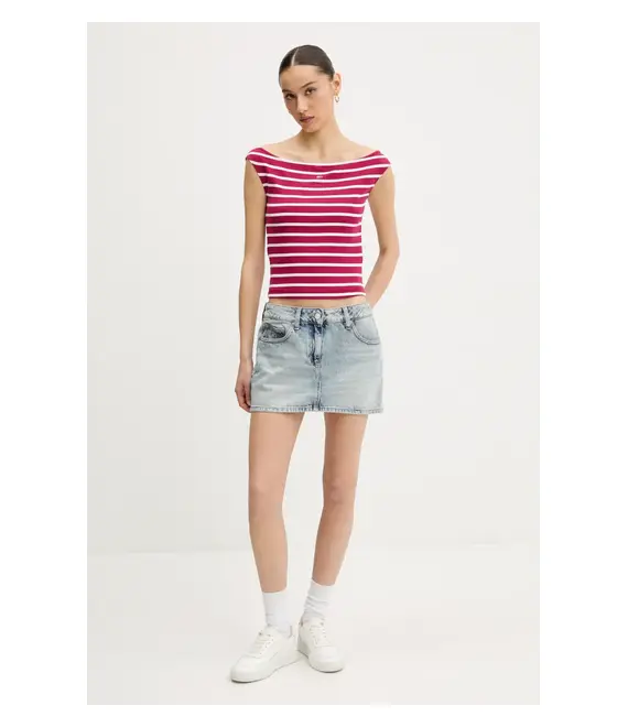 Top Tommy Jeans χρώμα: ροζ, DW0DW20234