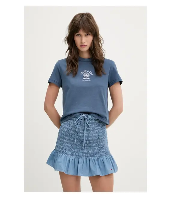 Βαμβακερό μπλουζάκι Tommy Jeans γυναικείο, χρώμα: ναυτικό μπλε, DW0DW20317