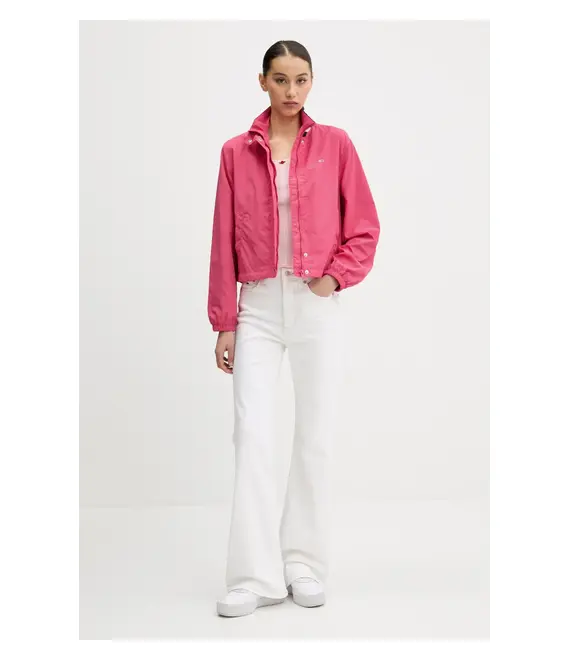 Βαμβακερό τοπ Tommy Jeans χρώμα: ροζ, DW0DW20619