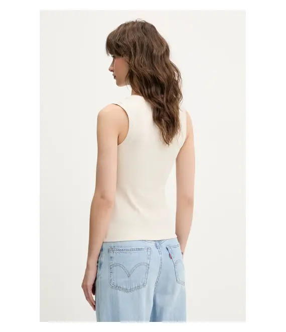 Top Tommy Jeans χρώμα: μπεζ, DW0DW20673