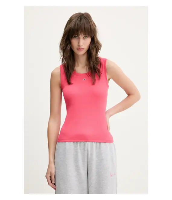 Top Tommy Jeans χρώμα: ροζ, DW0DW20673